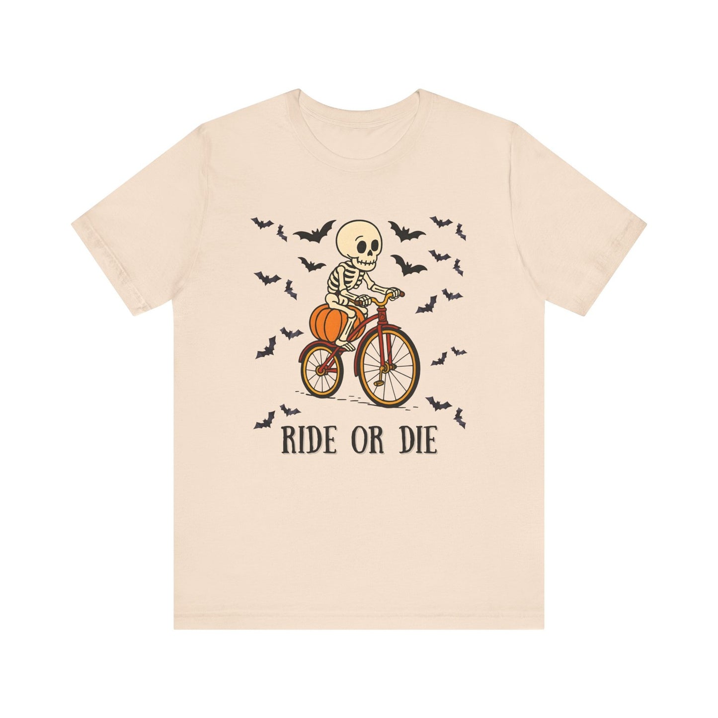 Womans Halloween T Shirt Bone to Ride Shirt  Skeleton on a Bike Skull Funny Tee
