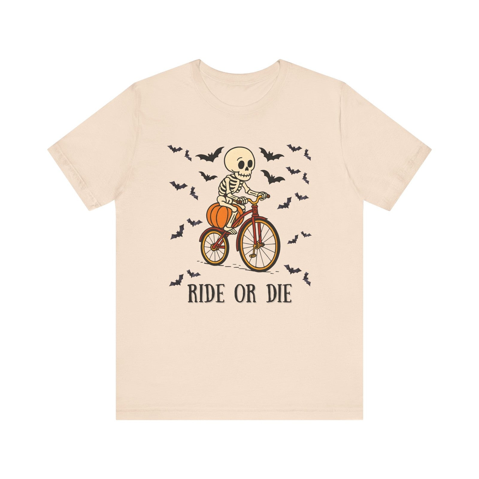 Womans Halloween T Shirt Bone to Ride Shirt  Skeleton on a Bike Skull Funny Tee