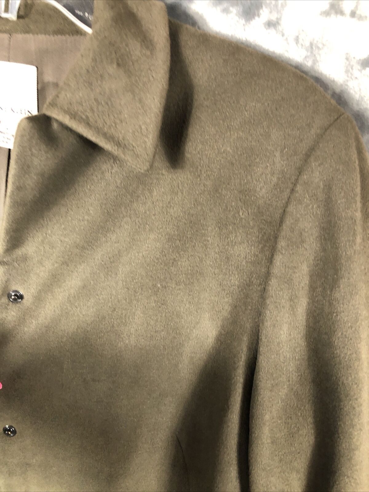 Anne Klein Women’s Jacket Neiman Marcus Suede Olive Green Moto Large Snap Front