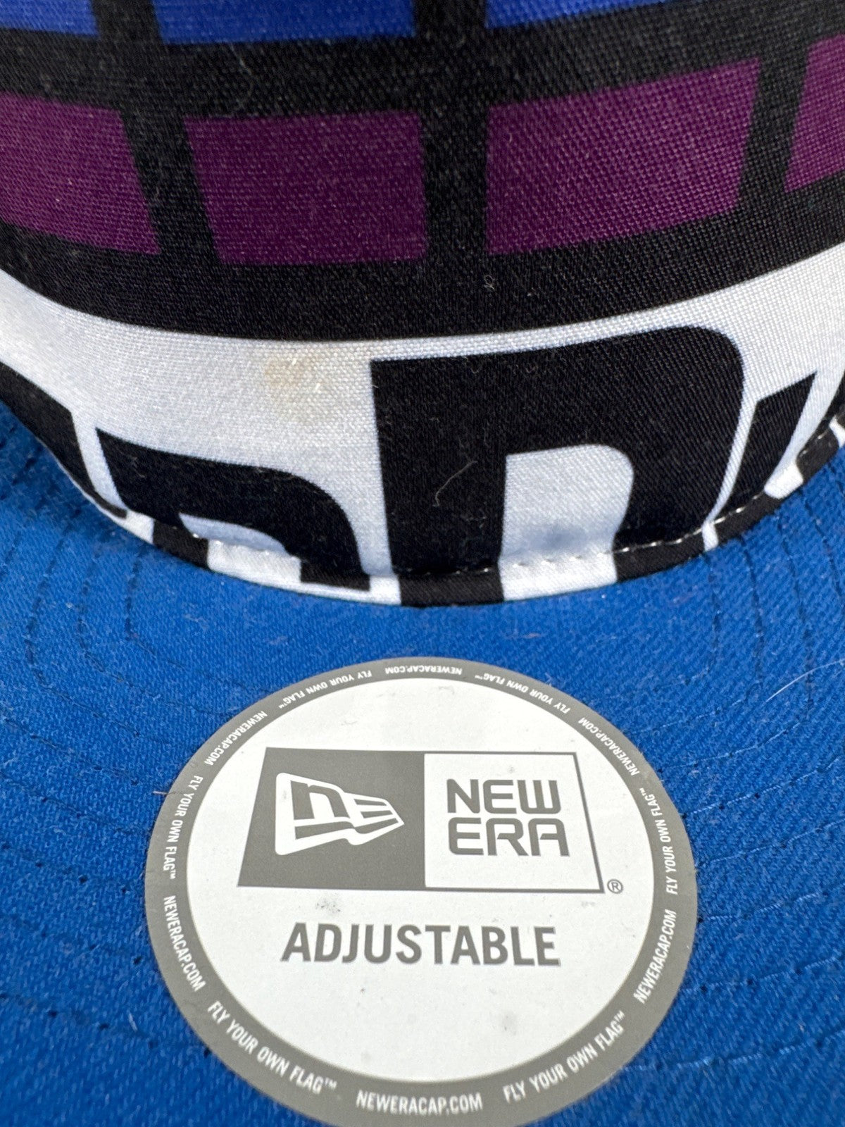 New Era Adjustable Hat With Rainbow Grid & Blue Brim
