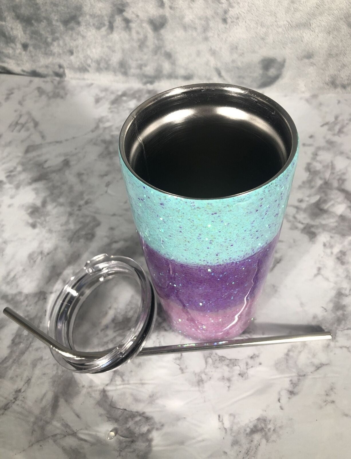 Stainless Steel Alcohol Ink Tumbler 20 oz Lid And Straw