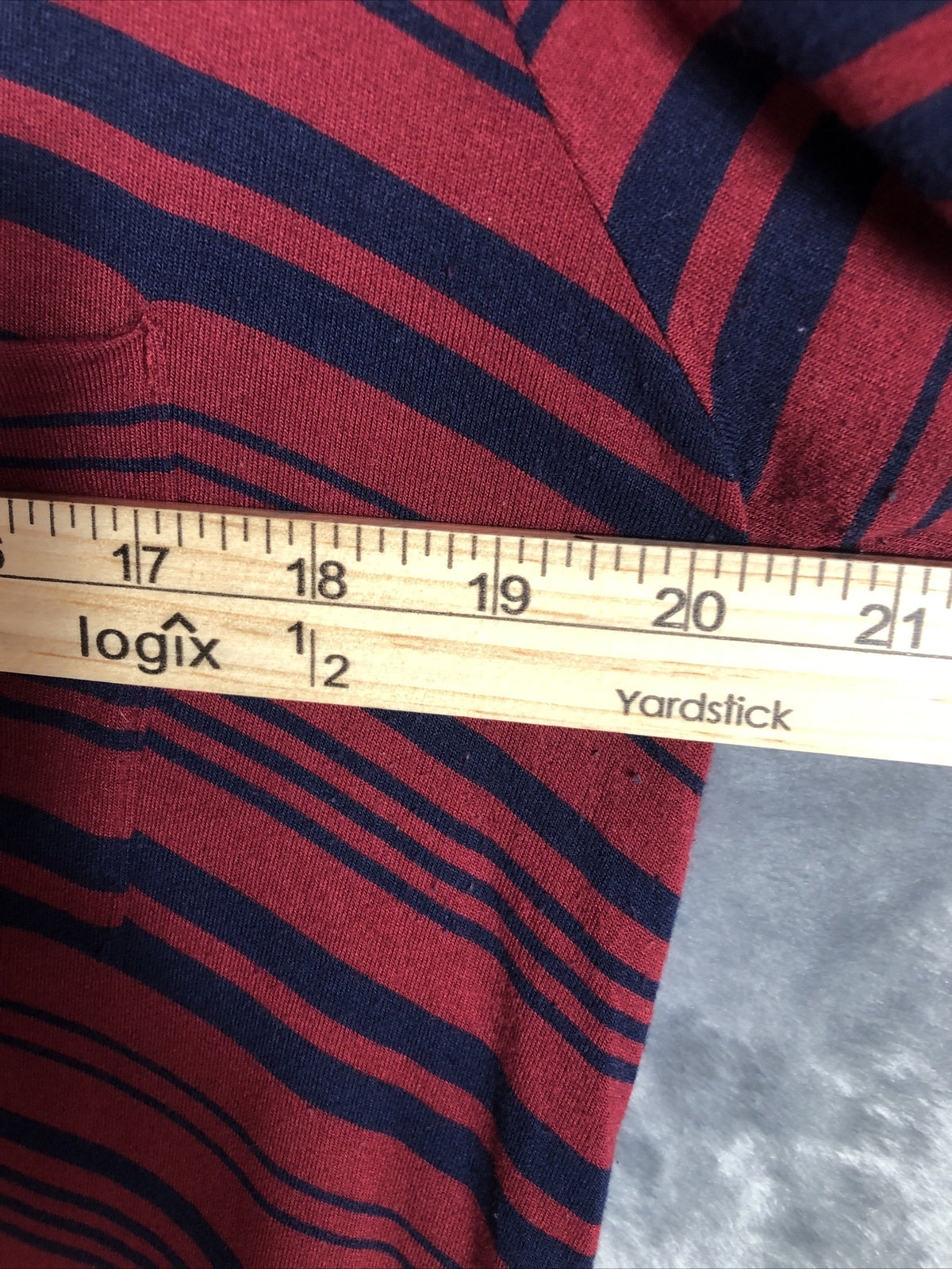 MERONA Casual TEE-LONG SLEEVE Size Adult Large Red Black Stripes