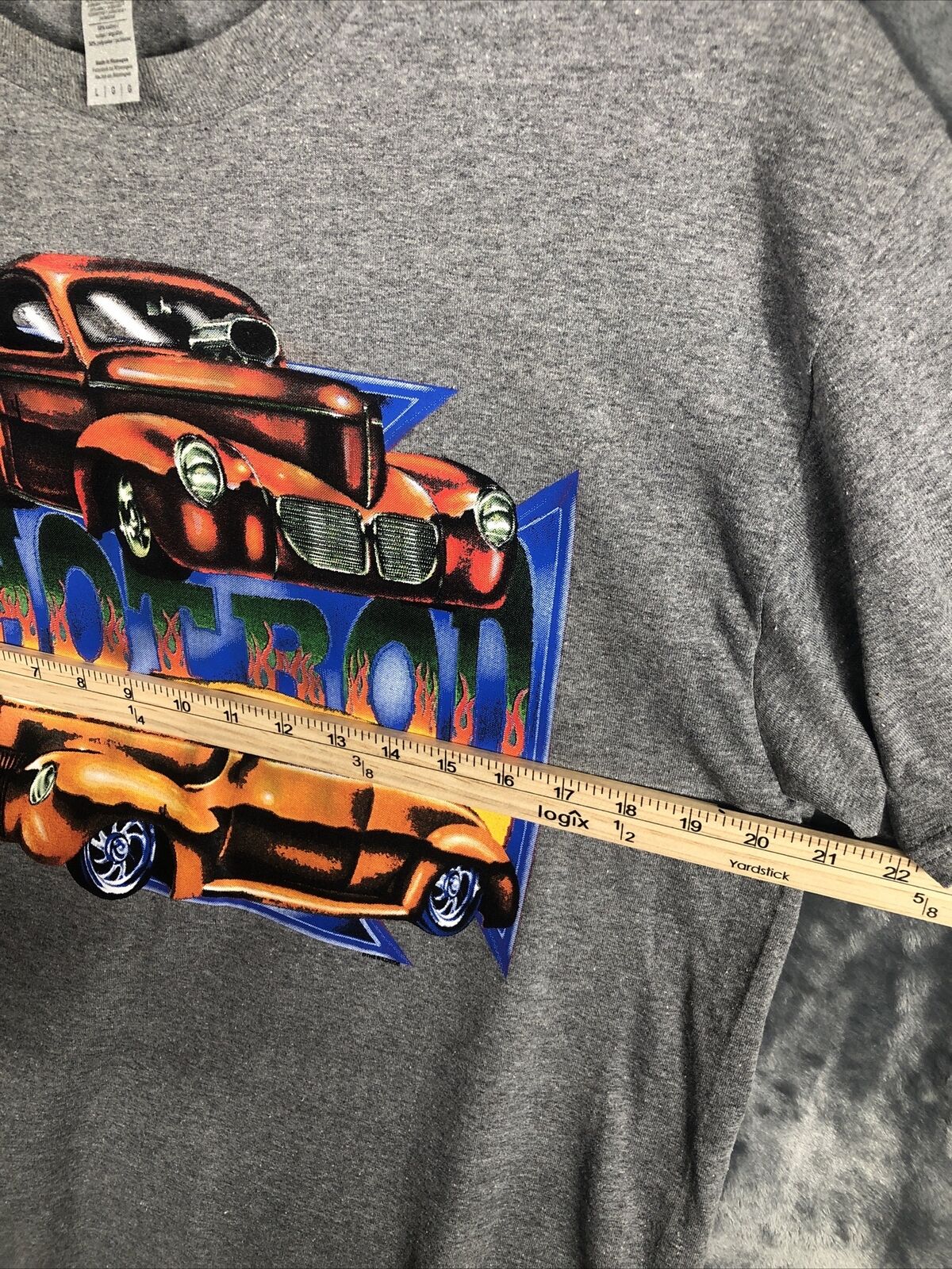 Men’s T-Shirt Hot Rod Gray Size Adult Large Classic Cars Shirt