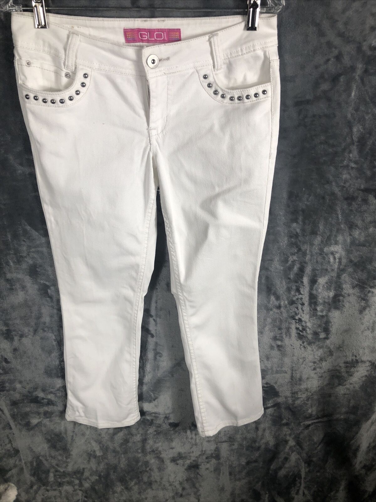 Glo White Studded Jeans Pocket Girls Junior Size 5 Pants