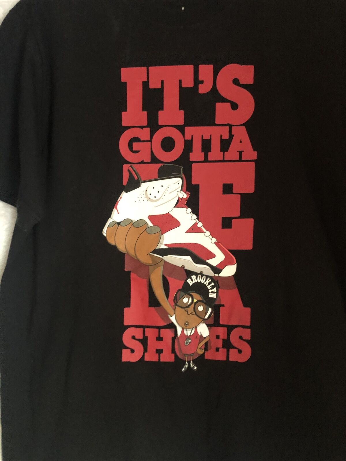 Nike Air T Shirt Mens Size Large Brooklyn  Black Red Short Sleeve Shirt