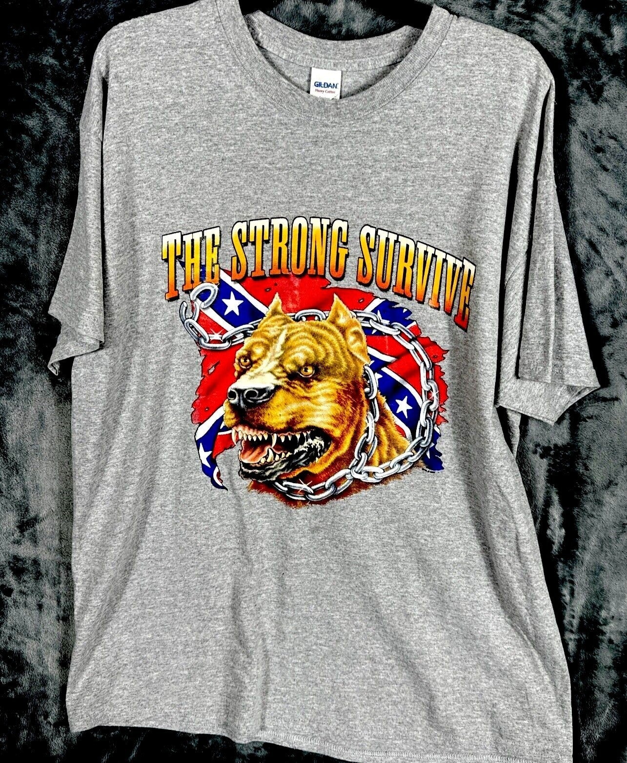 Glidan Men’s T-shirt American Pit Bull Patriotic The Strong Survive Shirt