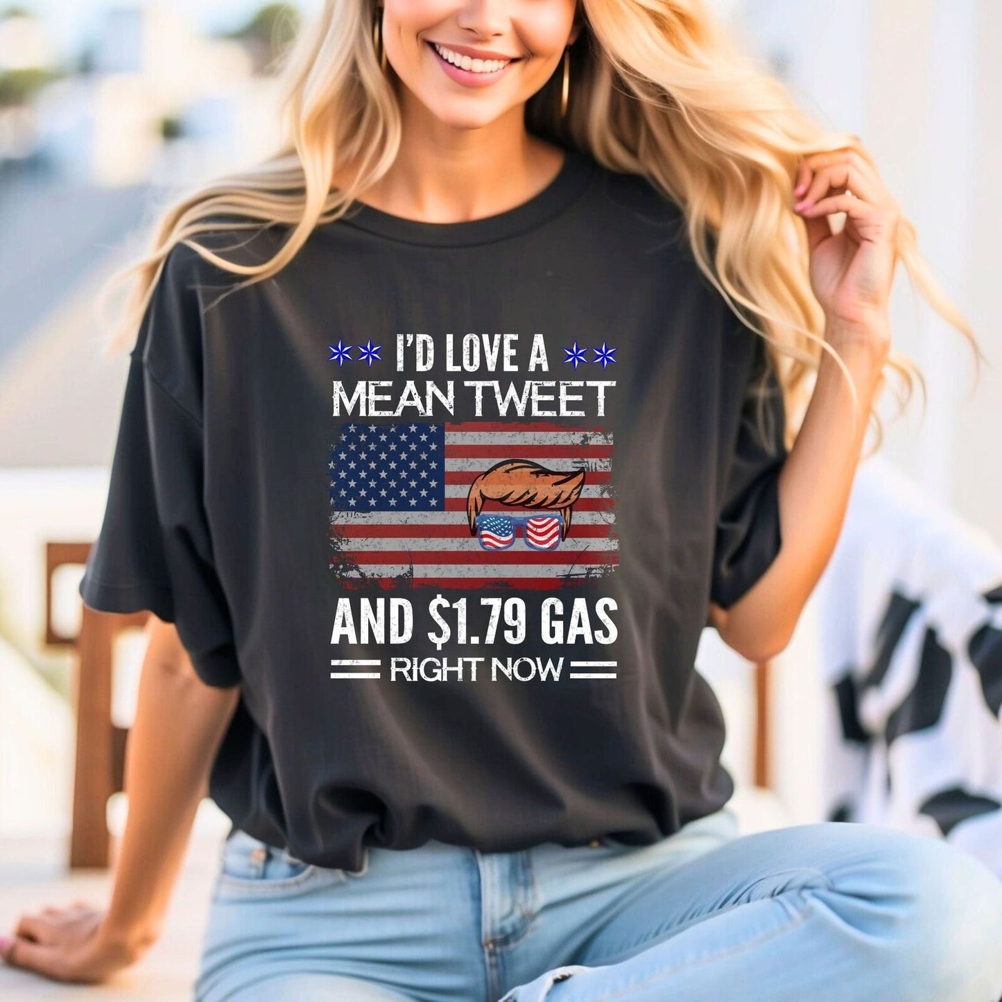 Trump Shirt Woman's Fun I'd Love a Mean Tweet Men's T Shirt Republican FJB