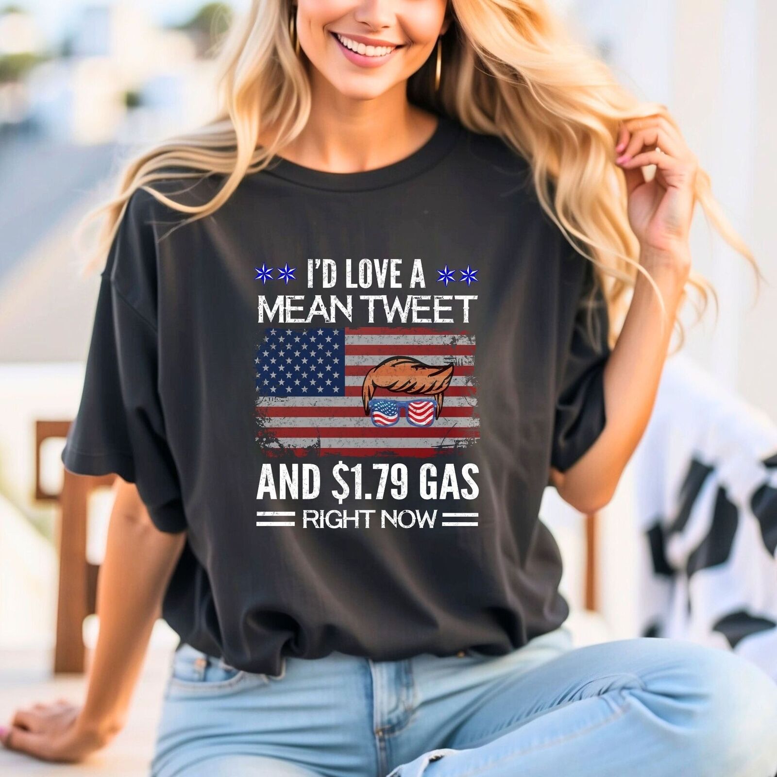 Trump Shirt Woman's Fun I'd Love a Mean Tweet Men's T Shirt Republican FJB