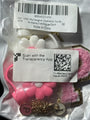 Pink & White Adhesive Chenille Letter P Patch & Flower Keychain Set With Gold
