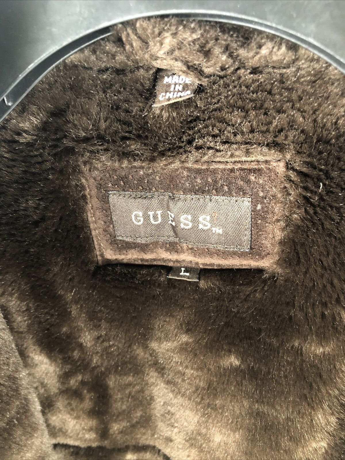 Guess Coat Woman’s Brown Suede Long Sleeve Casual Overcoat Size Adult Large