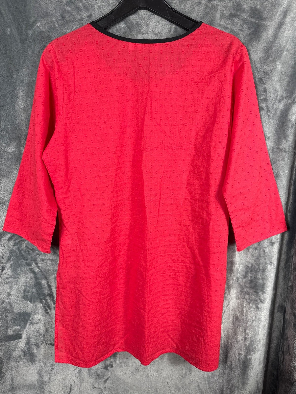 Max Red Dotted Tunic Top With Black Trim & Button Placket XL