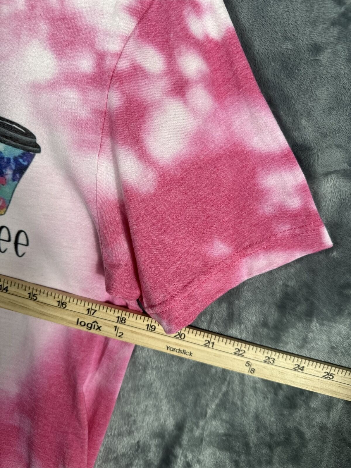 Gildan Women’s TShirt Peace Love And Coffee Shirt Pink Hippie Vibes Medium Top