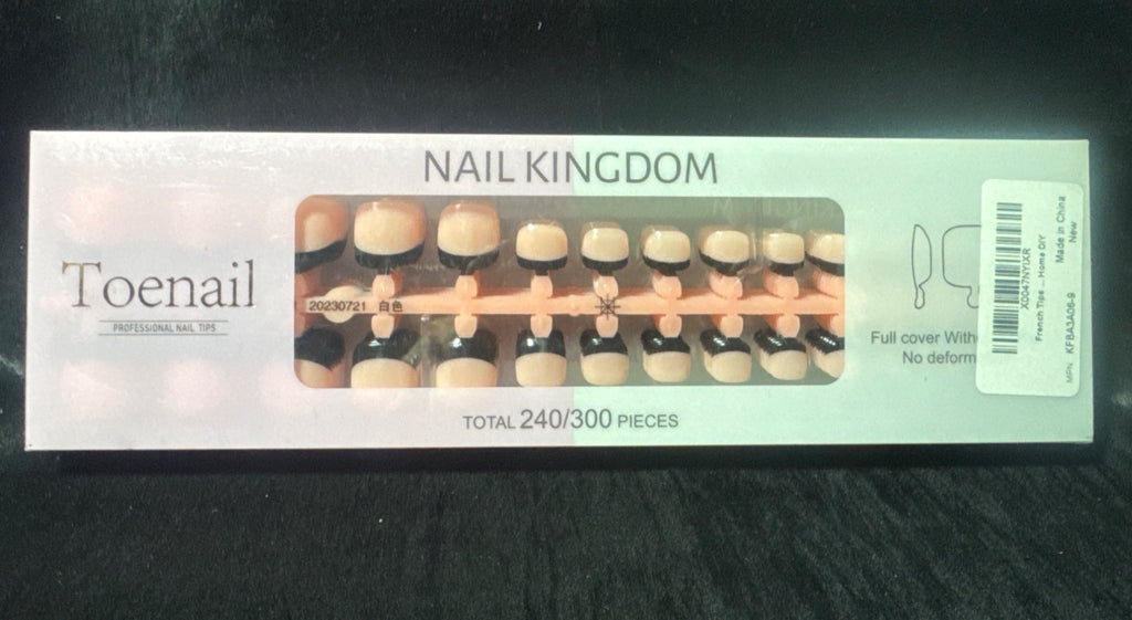 Nail Kingdom Toenail Tips French Style 240/300 Pieces Full Cover Home DIY Light