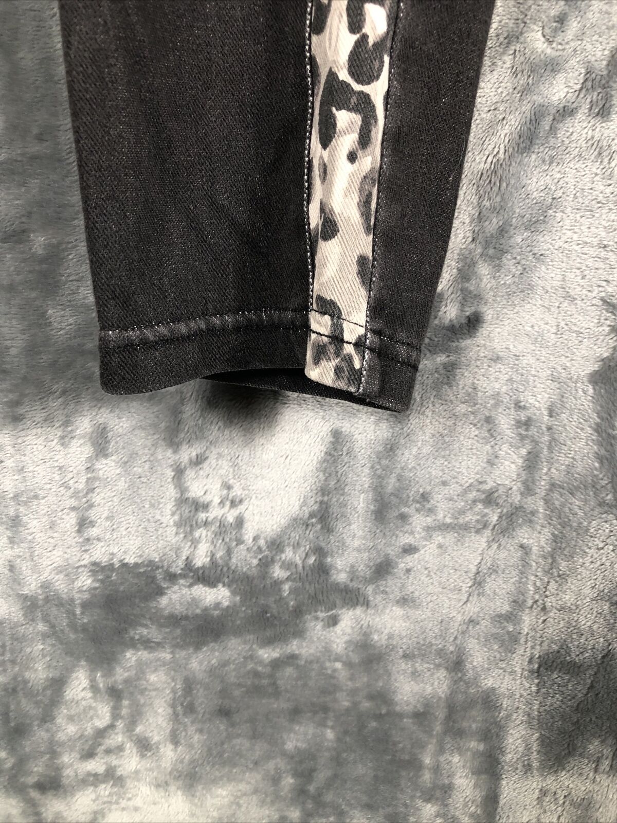 Anna & Ava ,  Black Denim , Cheetah Leg Detail, Super Stretchy , Skinny Jean Fit