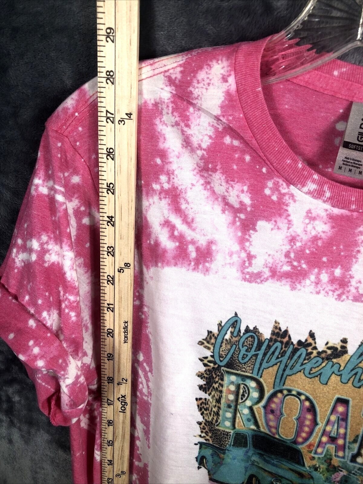 Gildan Womans T Shirt Copperhead Road Pink Tie-Dye Graphic Shirt