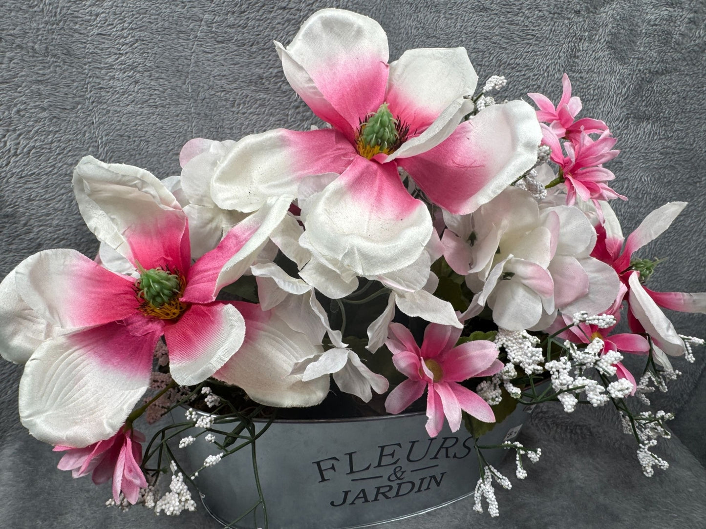 Spring & Summer Flower Arrangement Artificial Flower Pink & White Floral