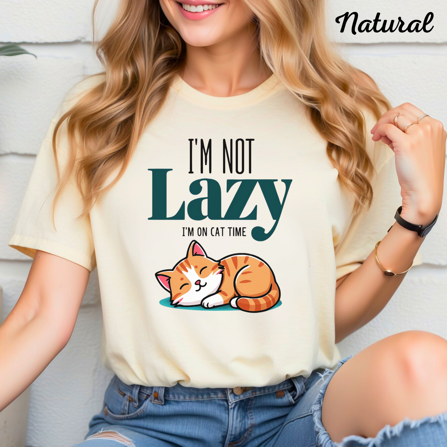Funny Womans T Shirt Im Not Lazy Im on Cat Time Unisex Shirt Funny Gift