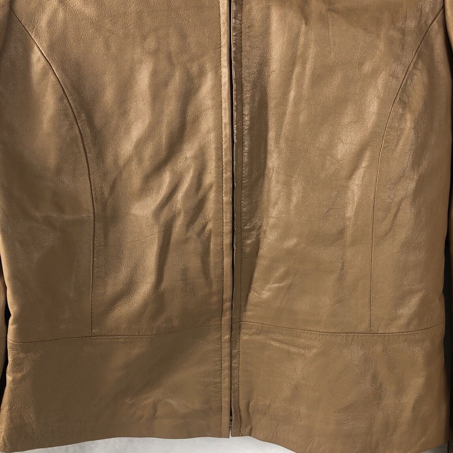 Yvonne Marie Womens Tan Leather Blazer Jacket Size 10 Professional Wear
