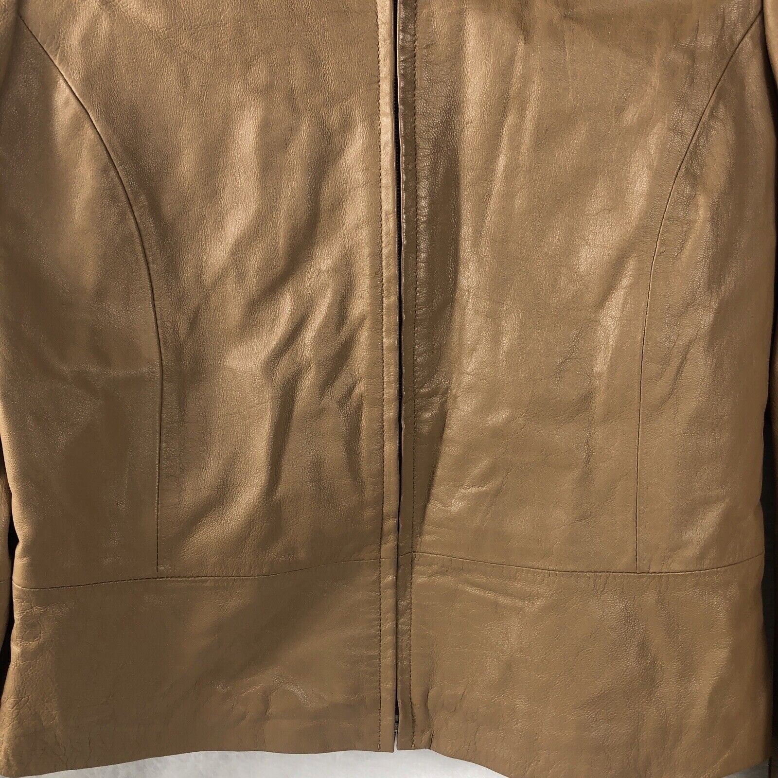 Yvonne Marie Womens Tan Leather Blazer Jacket Size 10 Professional Wear