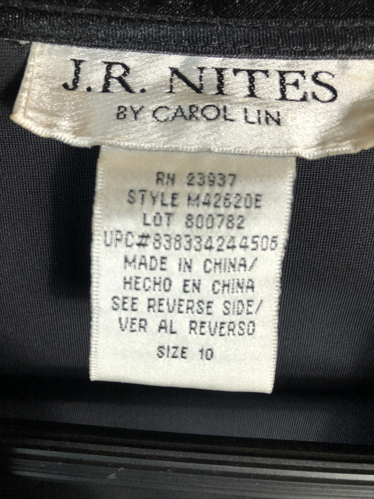 J. R. Nites Woman's Black Velvet Satin Trim Jacket Rhinestone Buckle Size 10