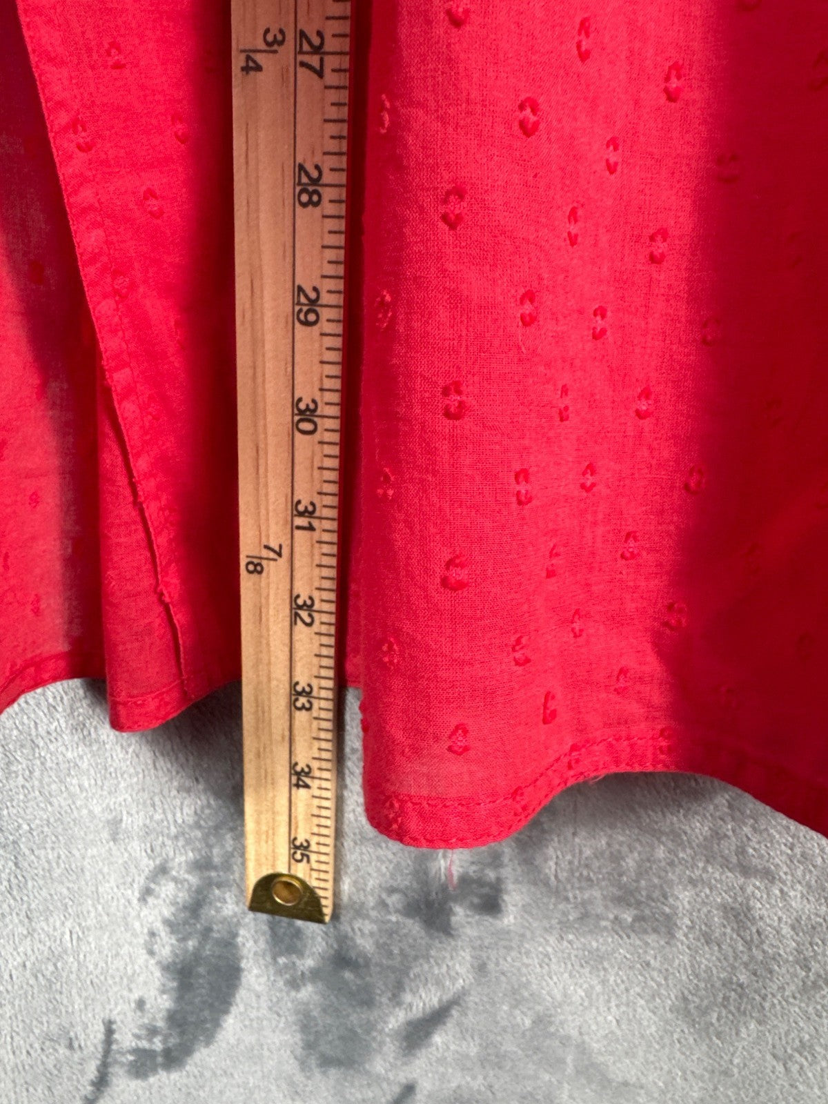 Max Red Dotted Tunic Top With Black Trim & Button Placket XL