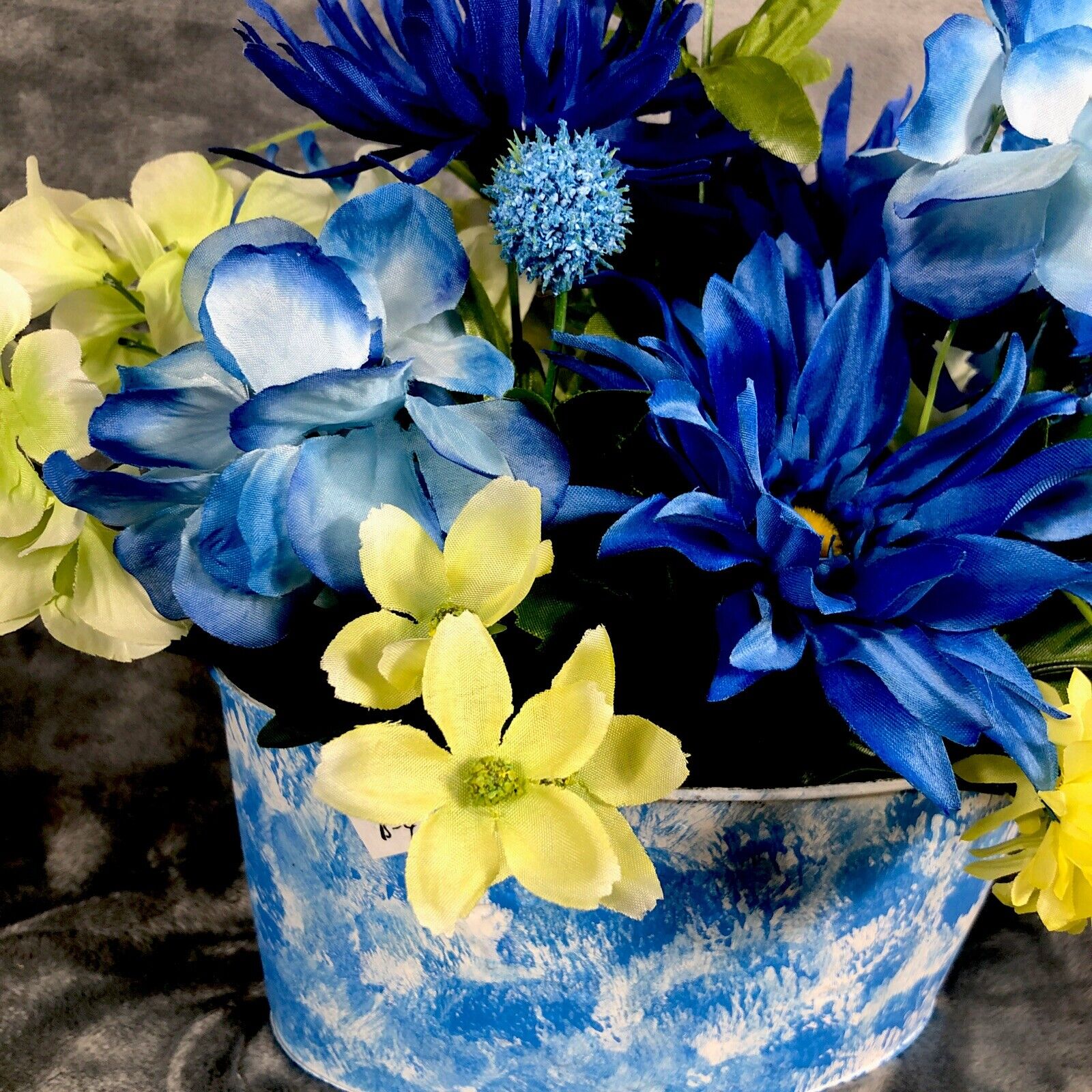 Artificial Flowers Spring Floral Arrangement Home Decor Blue And Yellow Flowers