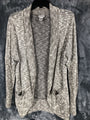 Motherhood Woman's Maternity Gray Open Front Knit Cardigan Sweater With Pockets