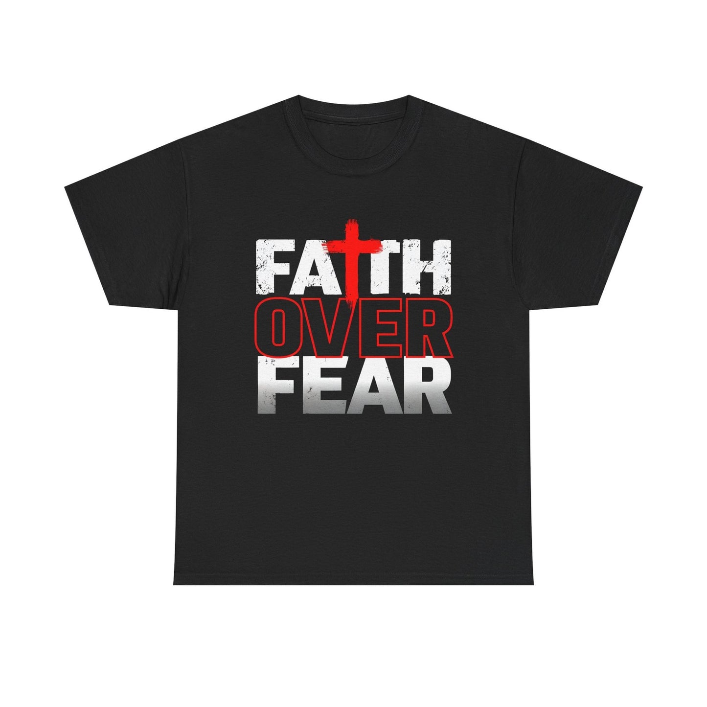 Womans T Shirt Faith Over Fear Christian Shirt, Jesus Bible Verse Religious Top