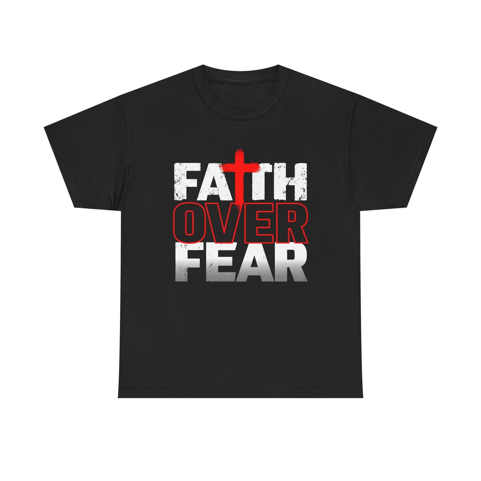 Womans T Shirt Faith Over Fear Christian Shirt, Jesus Bible Verse Religious Top
