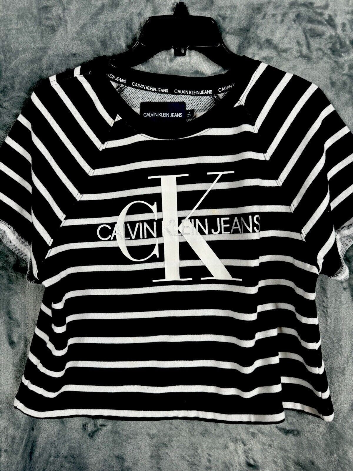 Calvin klein Woman's Shirt Crop Top Black/White Size Adult Medium