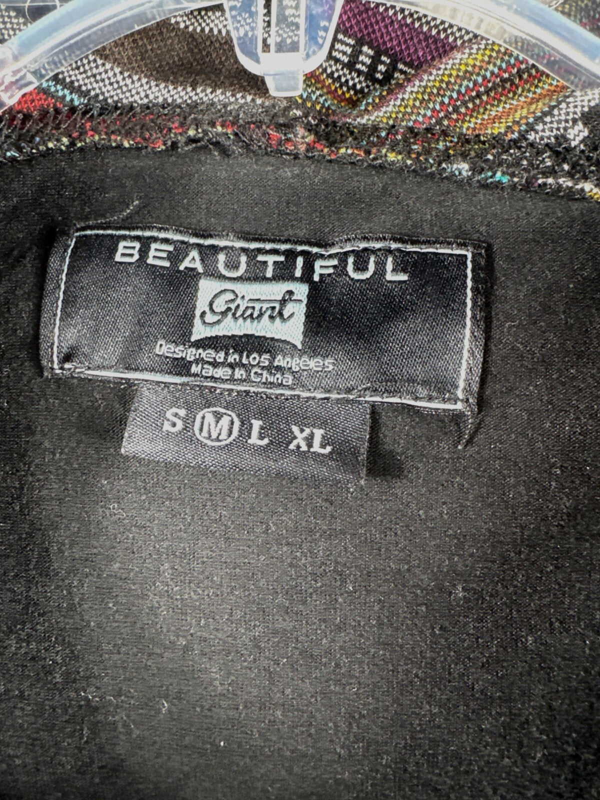 Beautiful Giant Mens Shirt Black Hoodie With Aztec Print Raglan Sleeves Size M