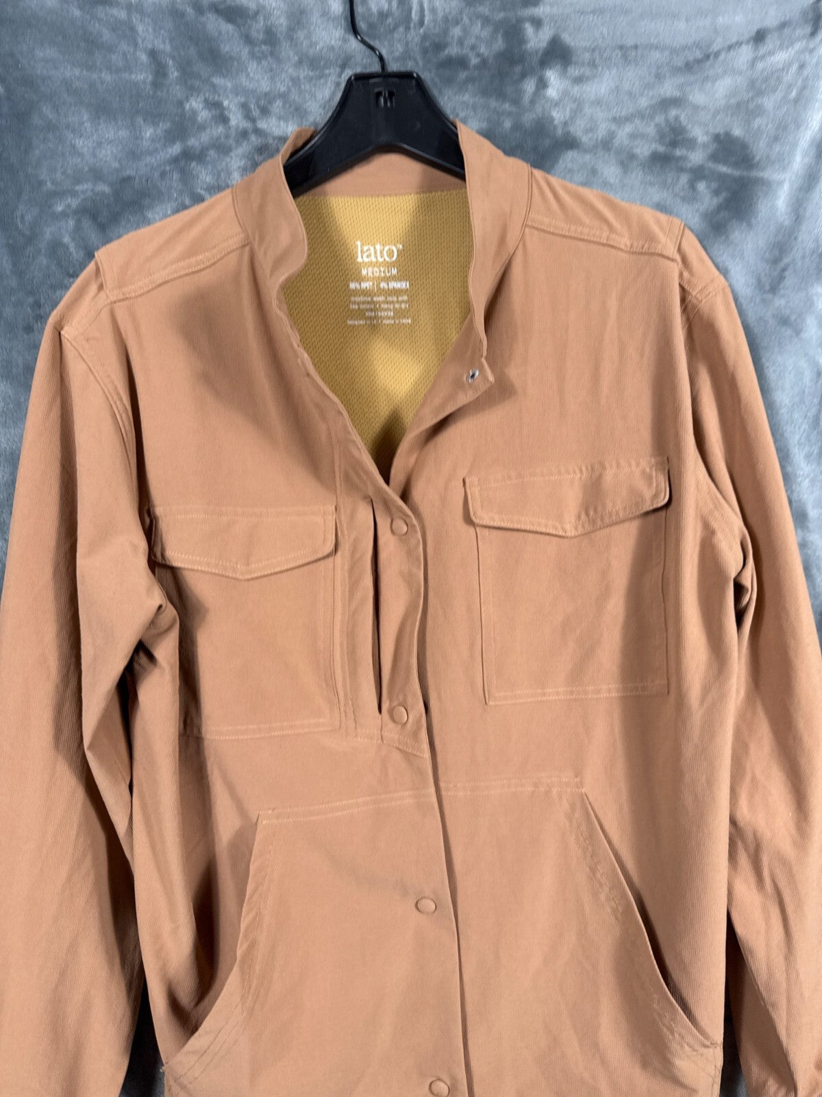Lato Mens Brown Jacket Rpet/Spandex With Snap Closures & Elastic Cuffs