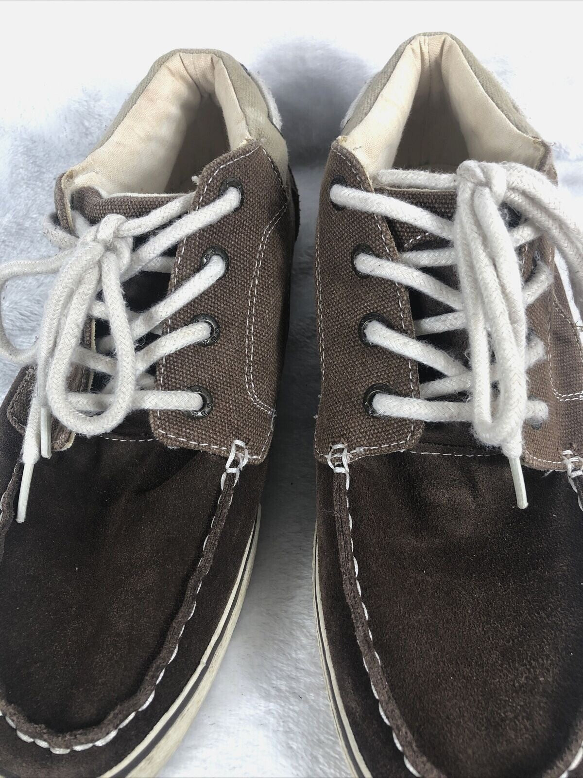 Mens GBX Shoes Brown Suede & Canvas Lace-Up Sneakers Size 12