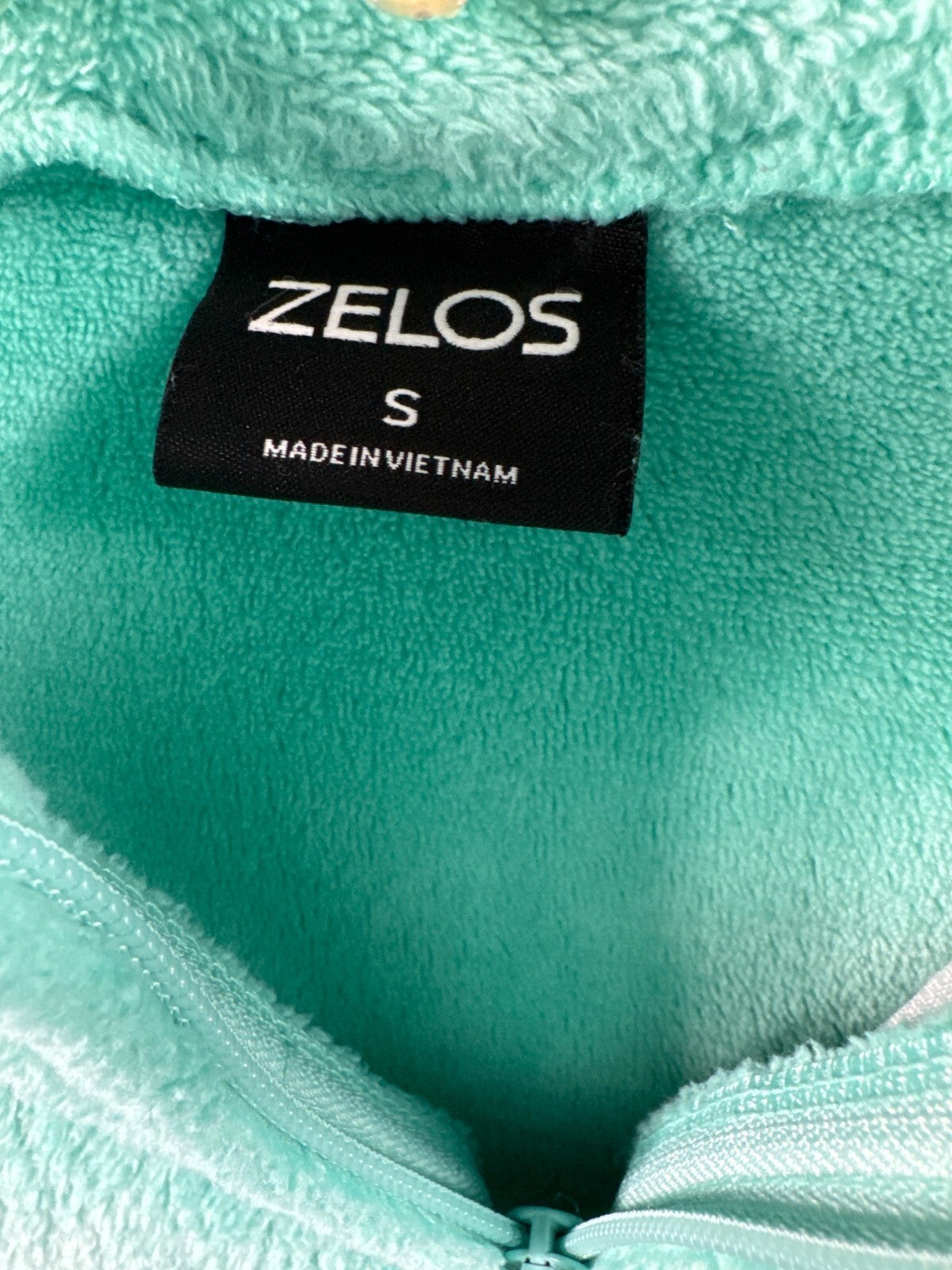 Zelos Kids Turquoise Fuzzy Pullover With Star Embroidery Cozy Half-Zip Size S