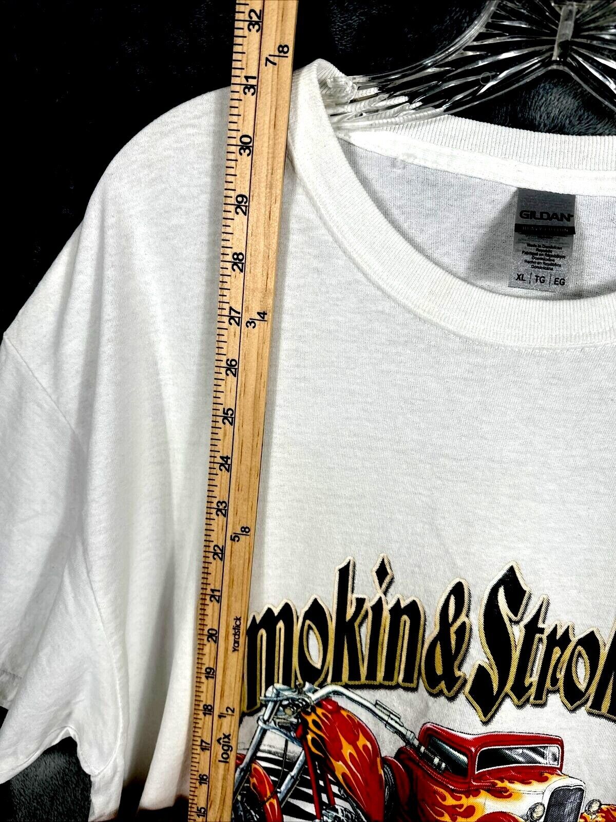 Men’s Classic Car Shirt Smokin & Stroking Hot Rod T Shirt Adult X Large T Shirt