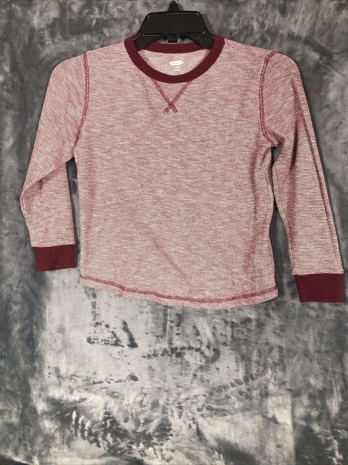 Old Navy Boys Long Sleeve Thermal Shirt Size S 6-7 Red & White Cotton Blend Casu