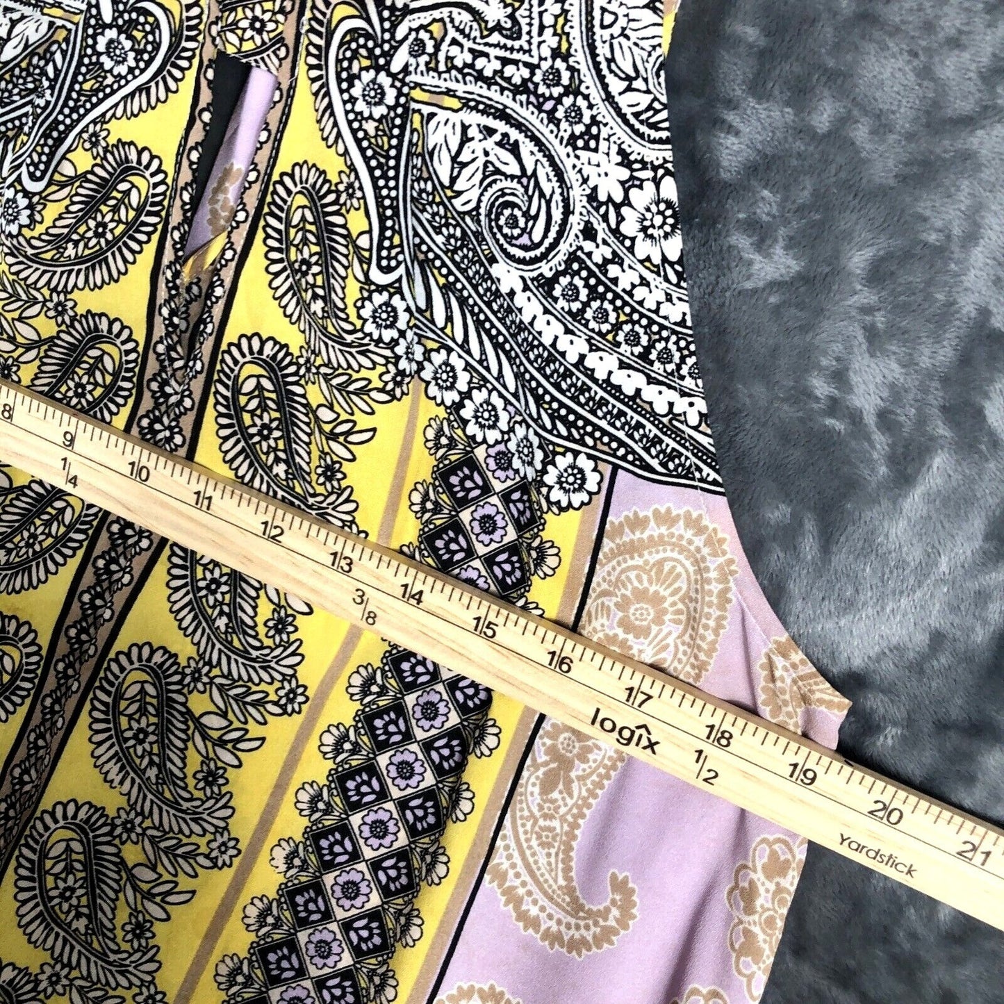 New York & Company Womens Paisley Print Sleeveless Halter Top Yellow/Black