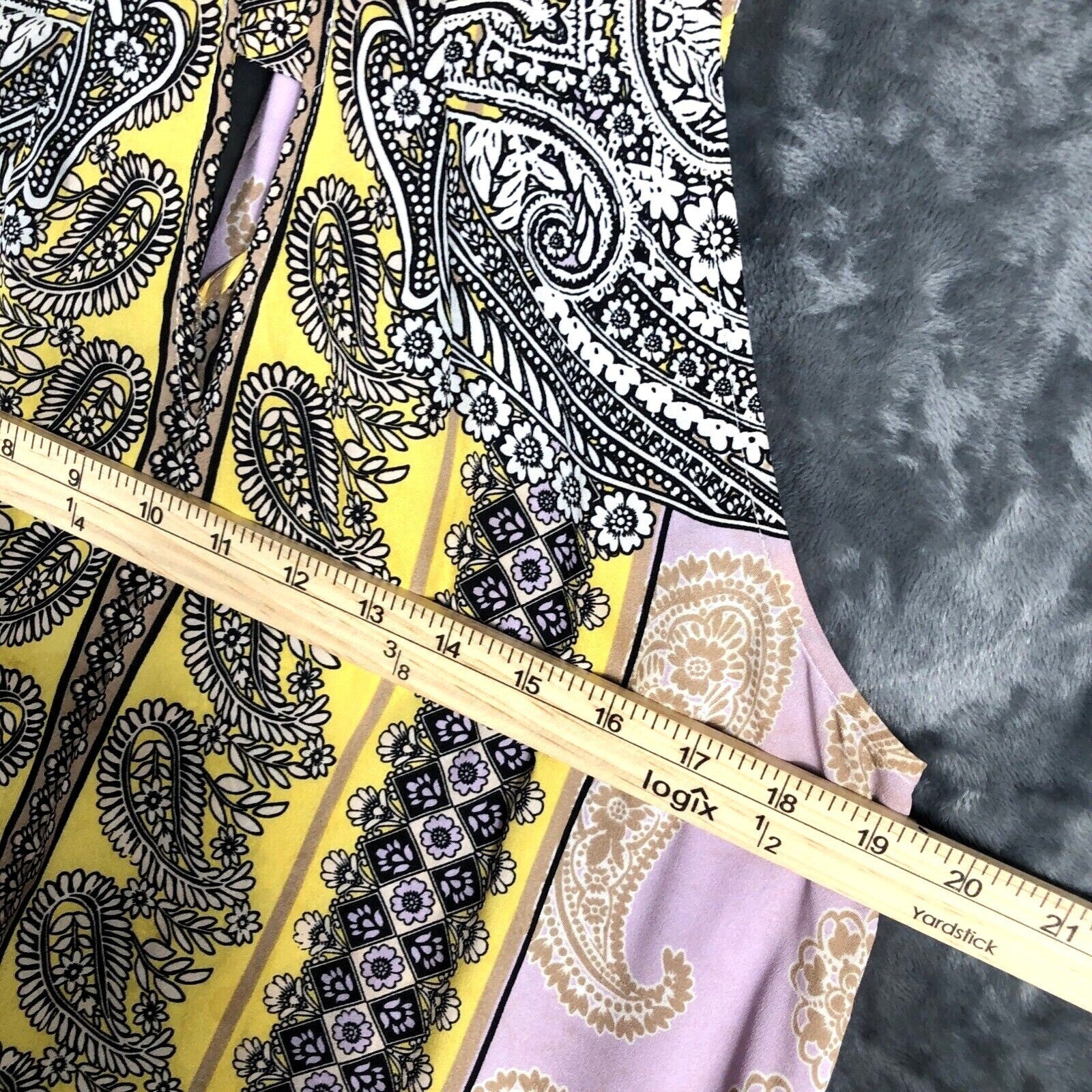 New York & Company Womens Paisley Print Sleeveless Halter Top Yellow/Black