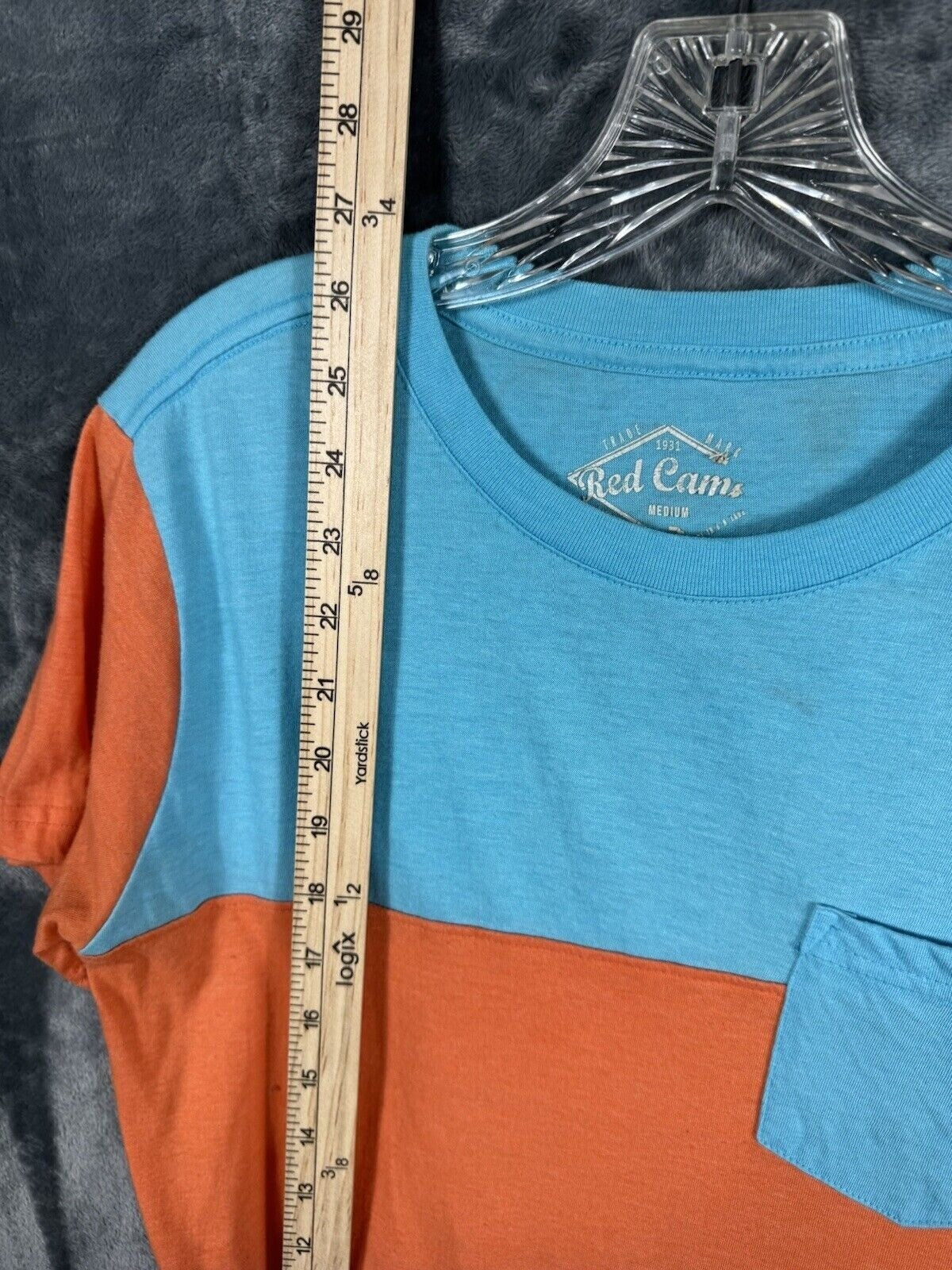 Red Cams Woman's Color Block Shirt Medium By 1931 In Blue Orange & Navy Top