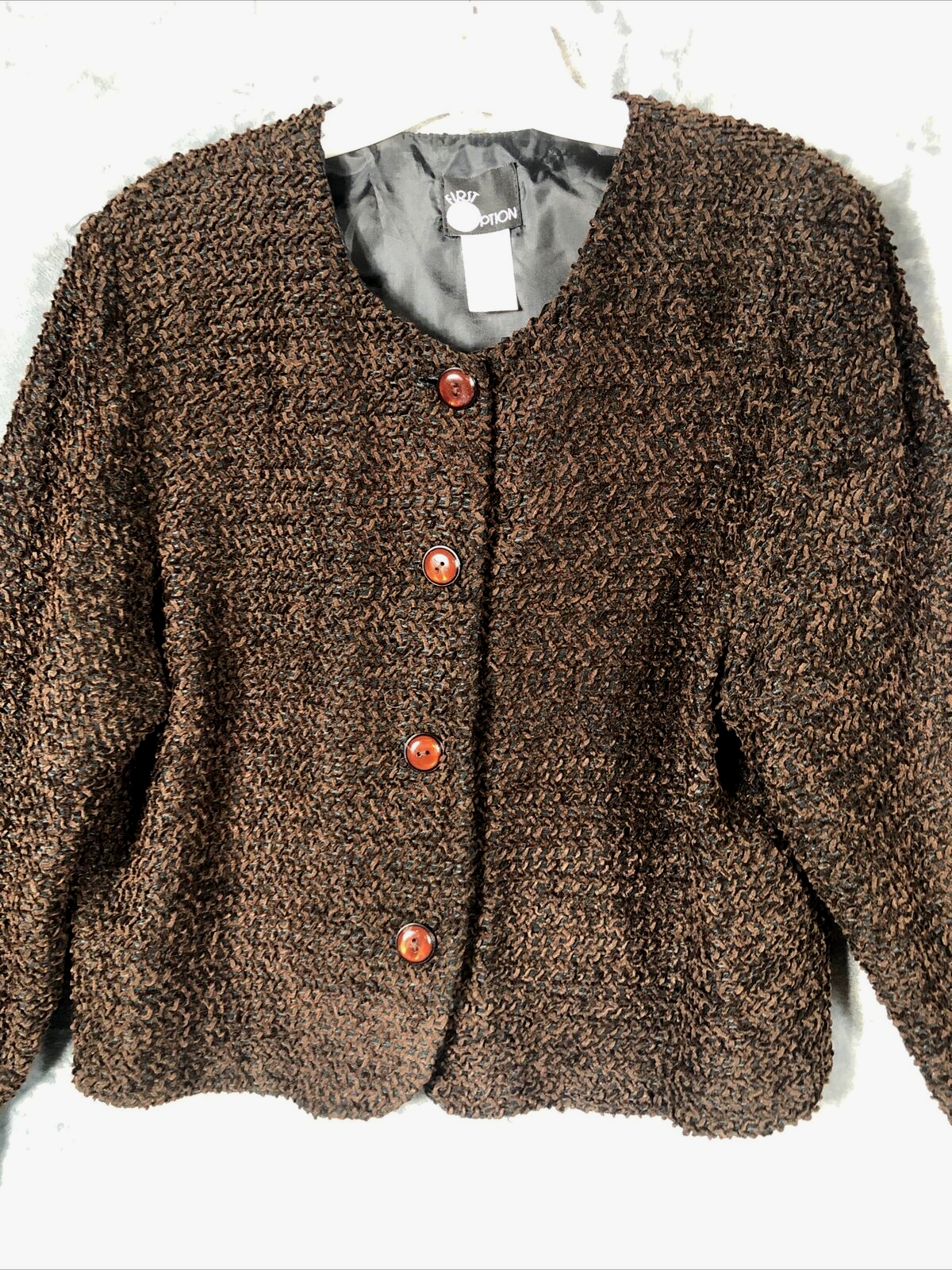 First Options Women’s Jacket Brown Button Up Adult Size Medium