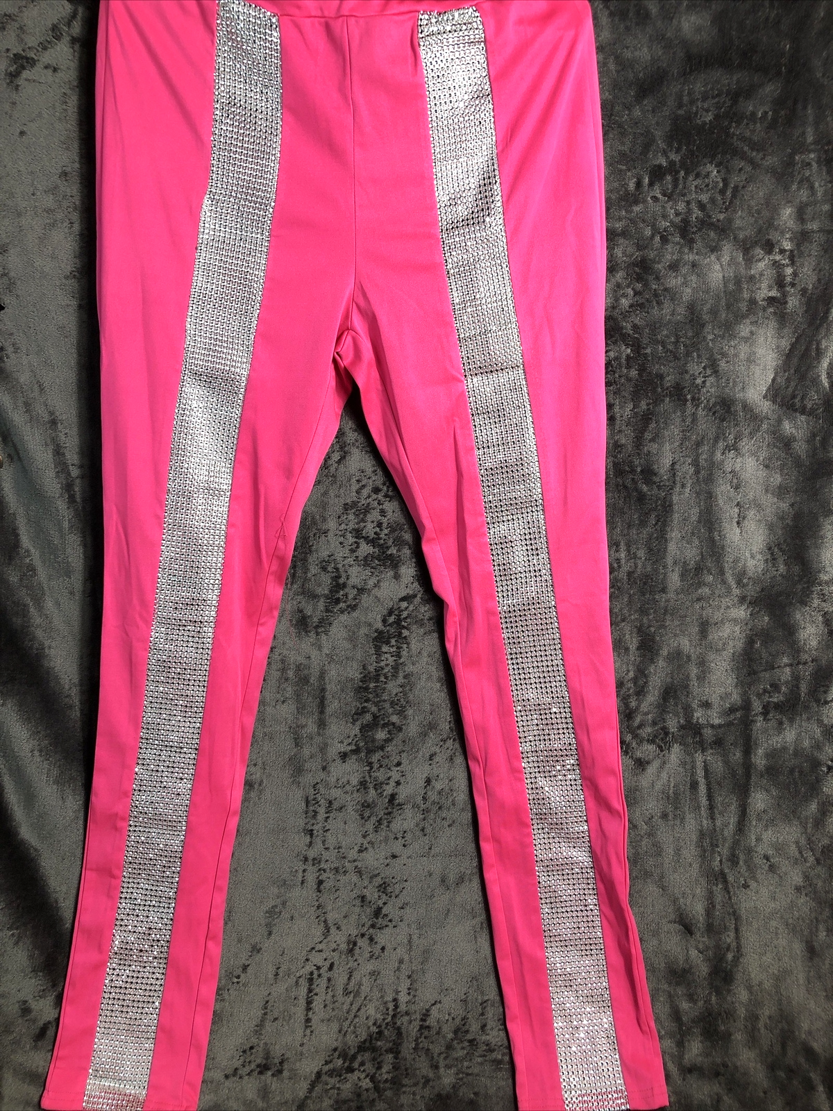 Womans 2 Peace Set Hot Pink Sliver Sparkle Size XL Spandex Club Dance Nitelife