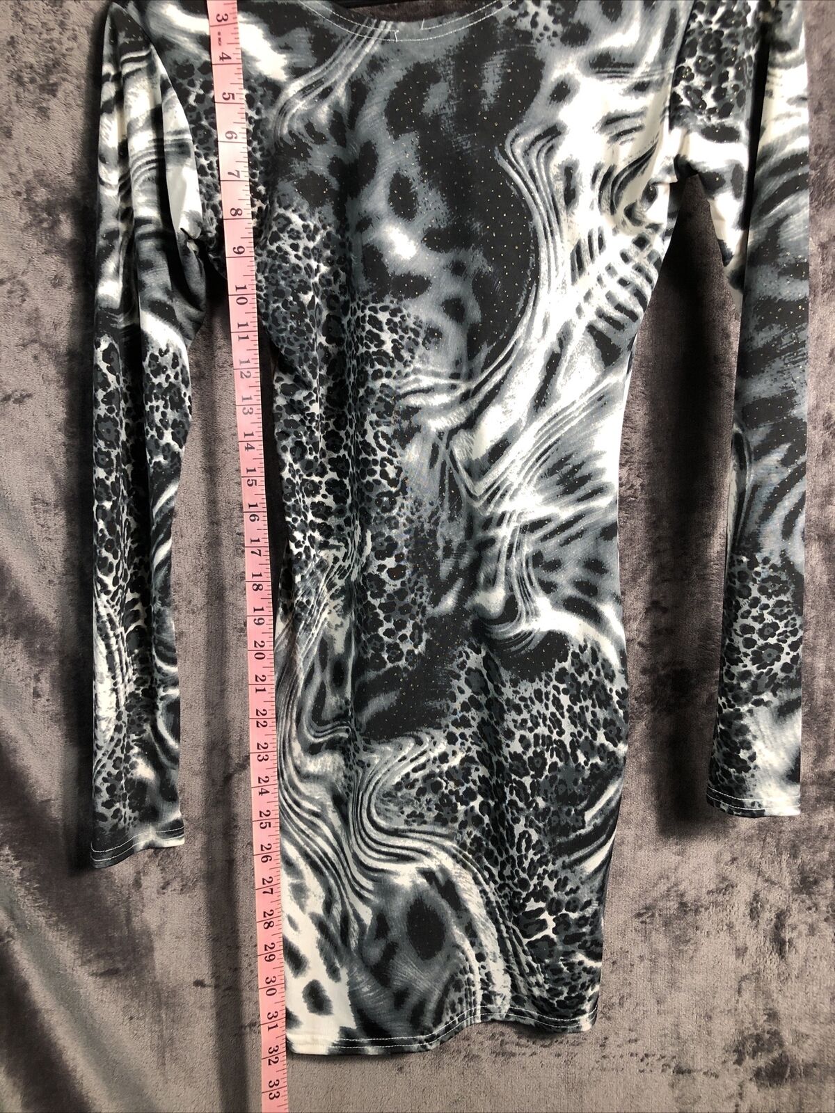 Animal Print Stretch Dress Black Gray Women’s Size M
