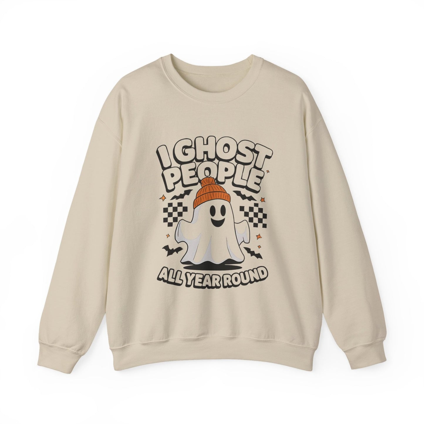 Womans Halloween Sweatshirt I Ghost People All Year Round Funny Spooky Season 