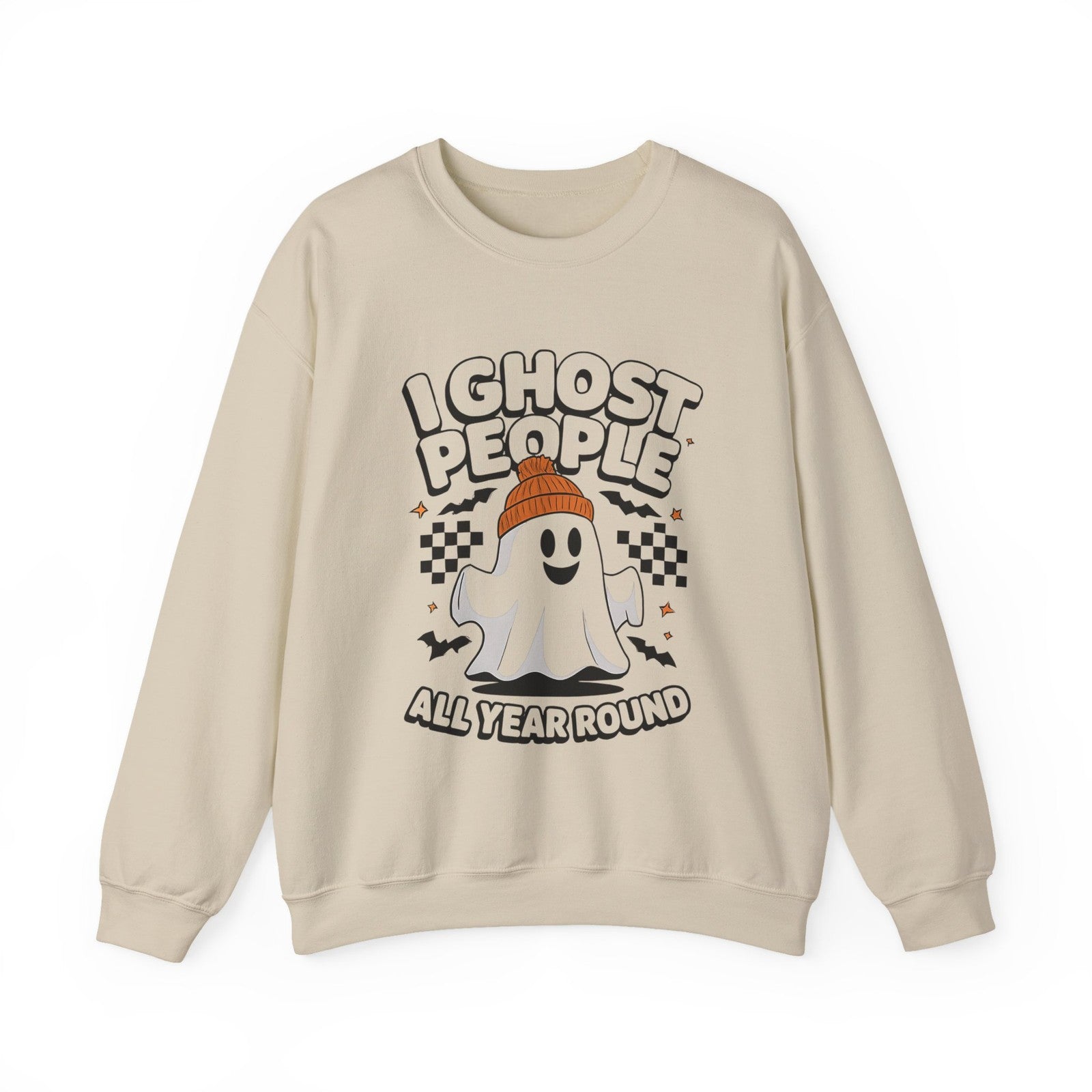 Womans Halloween Sweatshirt I Ghost People All Year Round Funny Spooky Season 