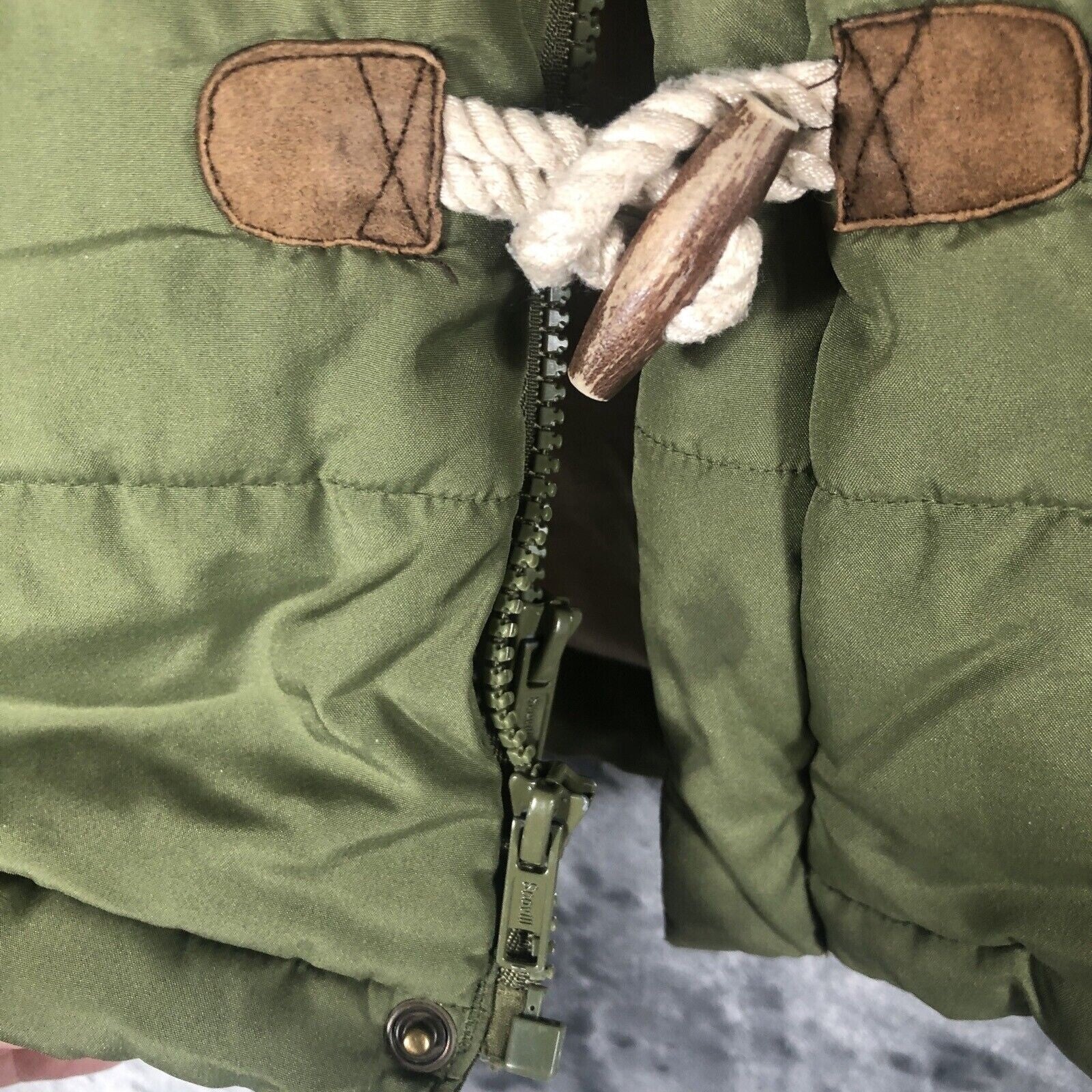 Toddler Green Duffle Coat With Toggle Closures & Hood
