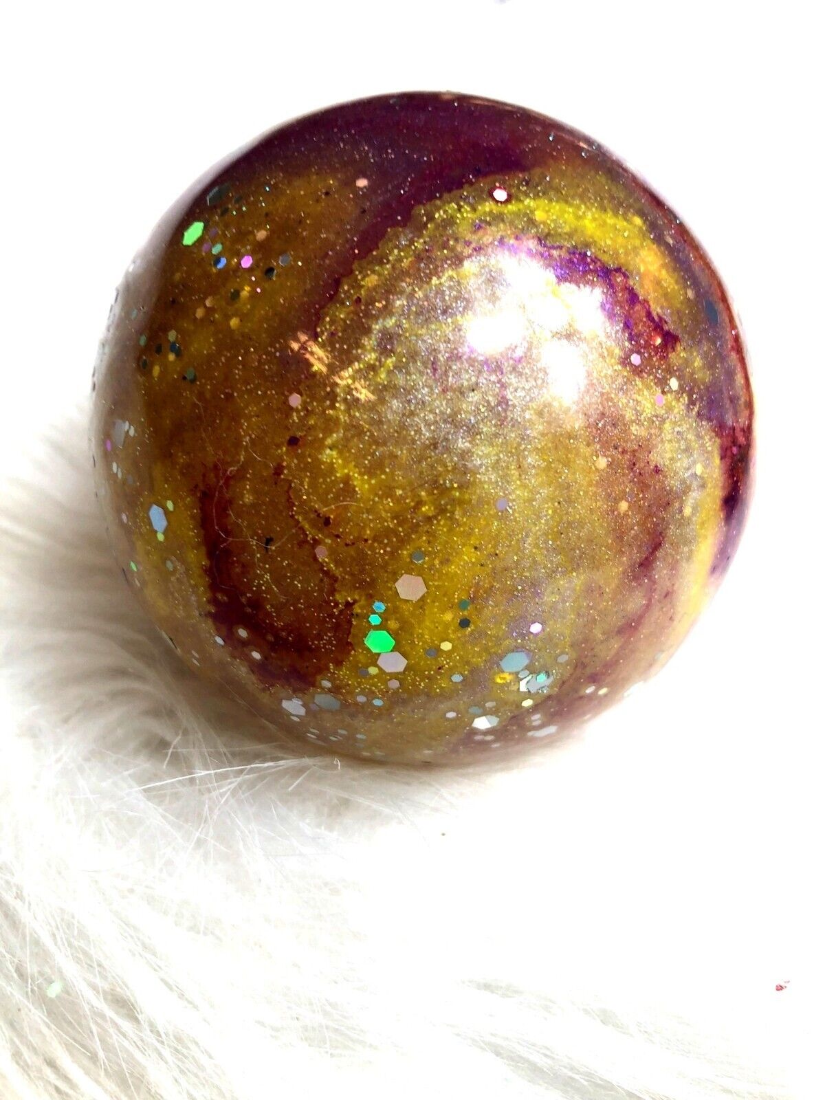 Handmade Purple & Gold Glitter Swirl Christmas Ornament Ball