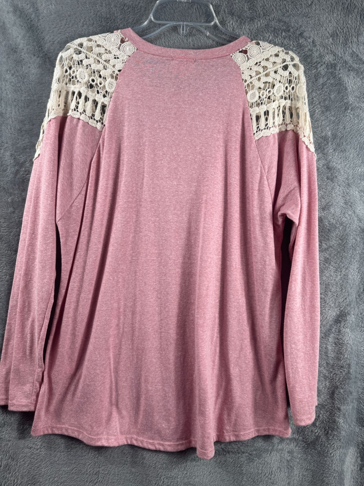Lovely Melody Womens Long Sleeve Pink Top With Lace Details