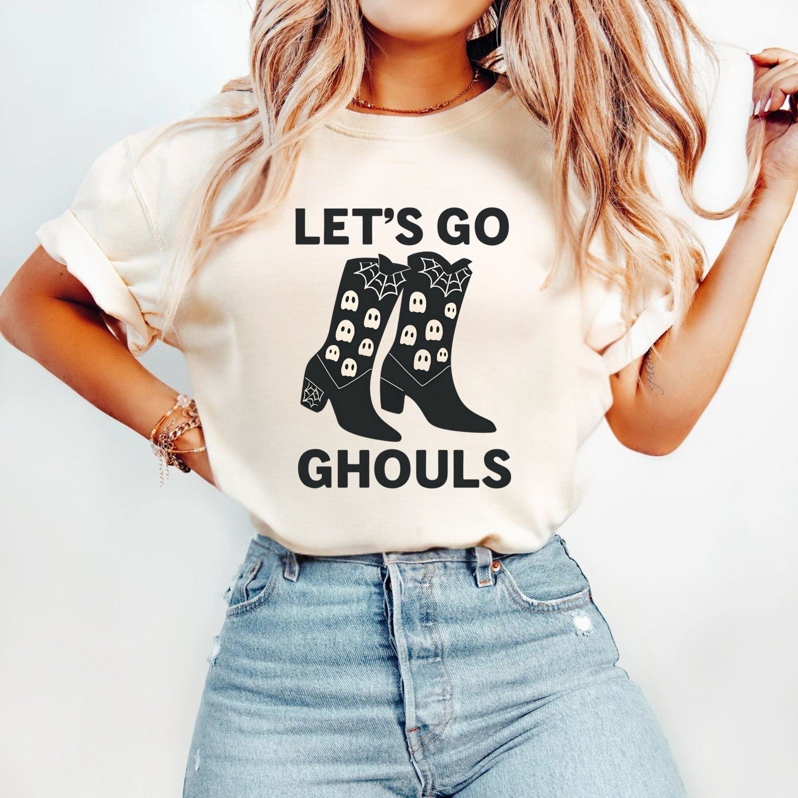 Comfort Colors Womens T Shirt Lets Go Ghouls Shirt Spooky Tee Halloween Top