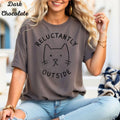 Womans Funny Cat Shirt Reluctantly Outside T Shirt Brown Top Sizes S-3X