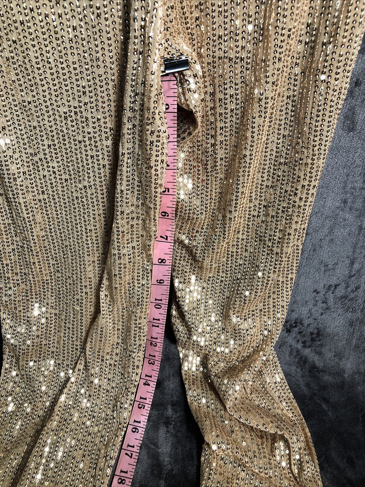 Gold Sequence Jumpsuit Women’s Zip Size L Nite Life Dance Club Dressup